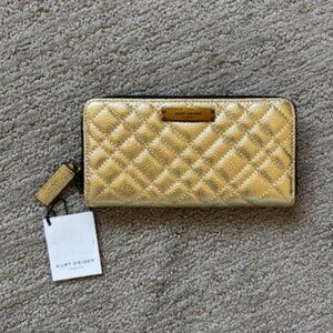 Kurt Geiger Women's Quilted Leather Gold Wallet, New with Tags